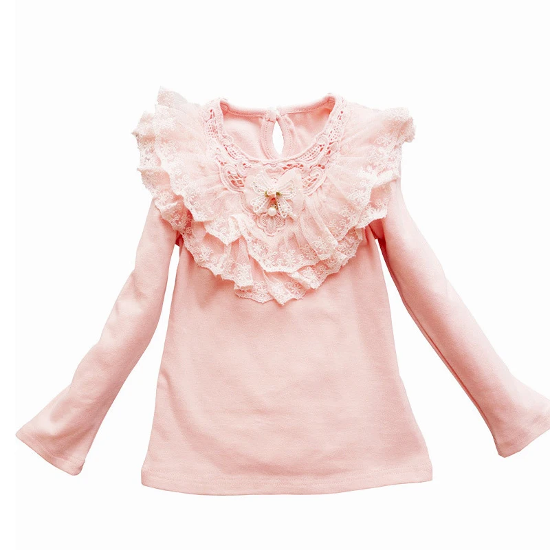 Школьные блузки для девочек термобелье Осеннее плотное 100% хлопковое кружевное