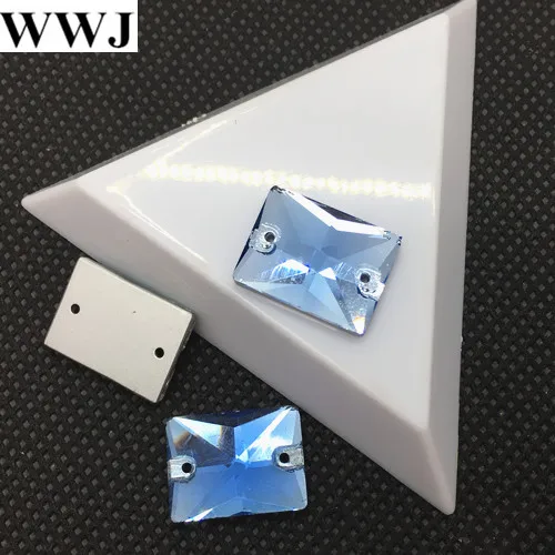 sapphire 8x10,10x14,13x18,18x25 мм, все размеры, цветные стеклянные кристаллы прямоугольной формы, пришитые Стразы с плоским основанием, 2hols Seewing Jewelry Beads - Цвет: sapphire