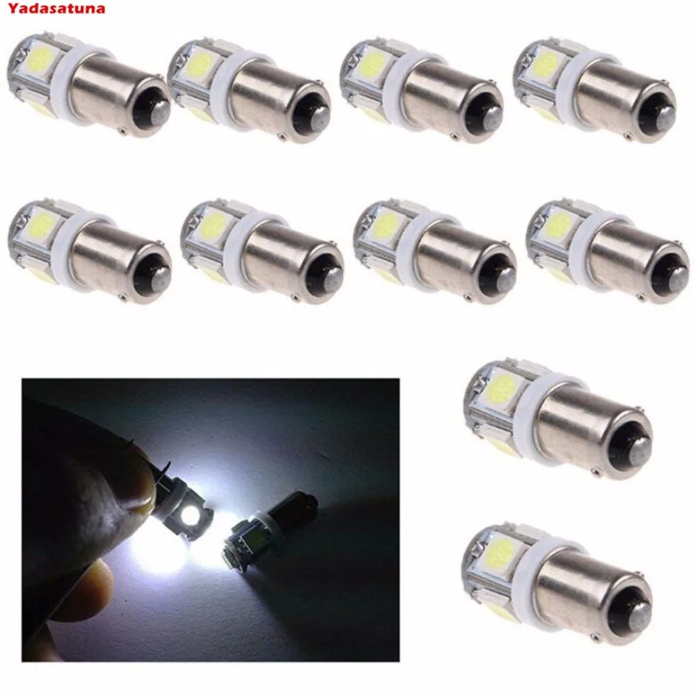 

10PCS 12V Car T4W BA9S 5 SMD 5050 LED 5 SMD 5led H6W Indicator License Plate Map Dome H6W instrument