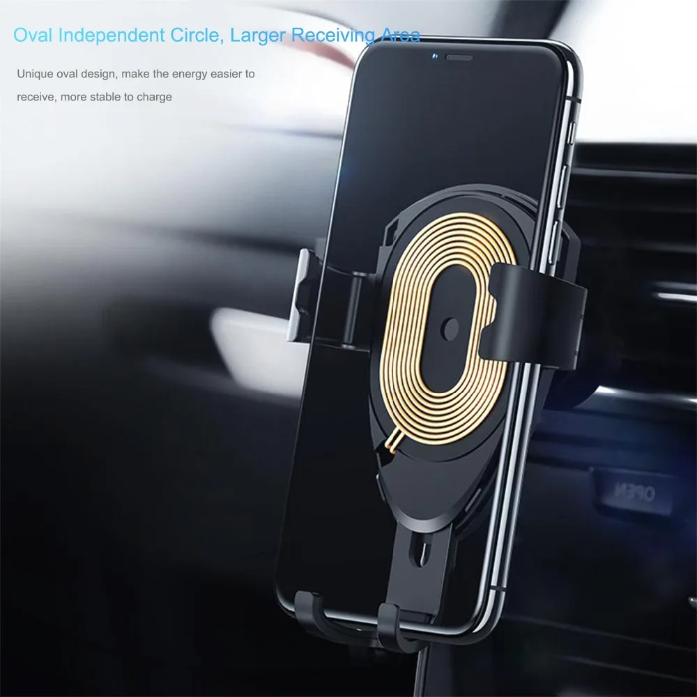 Wireless Charger Gravity Car Holder Stand For iPhone XS Max XR Auto Lock Bracket Mount Qi Samsung Note9 | Мобильные телефоны и