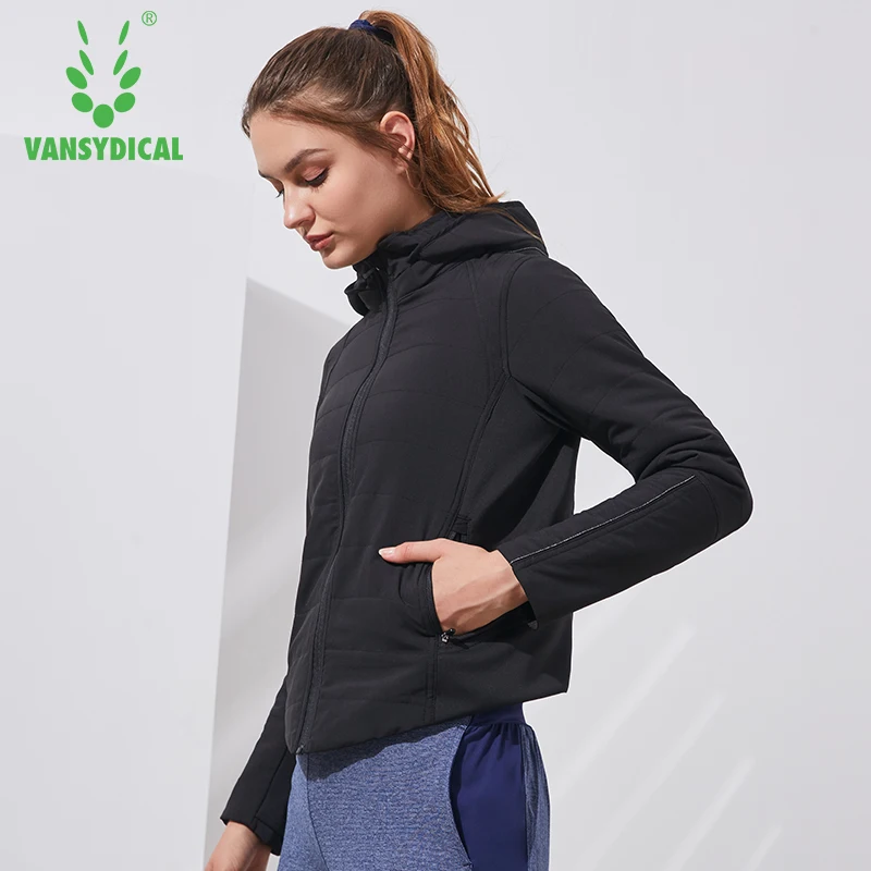 Vansydical Женские ветрозащитные куртки с капюшоном хлопковая зимняя куртка для бега