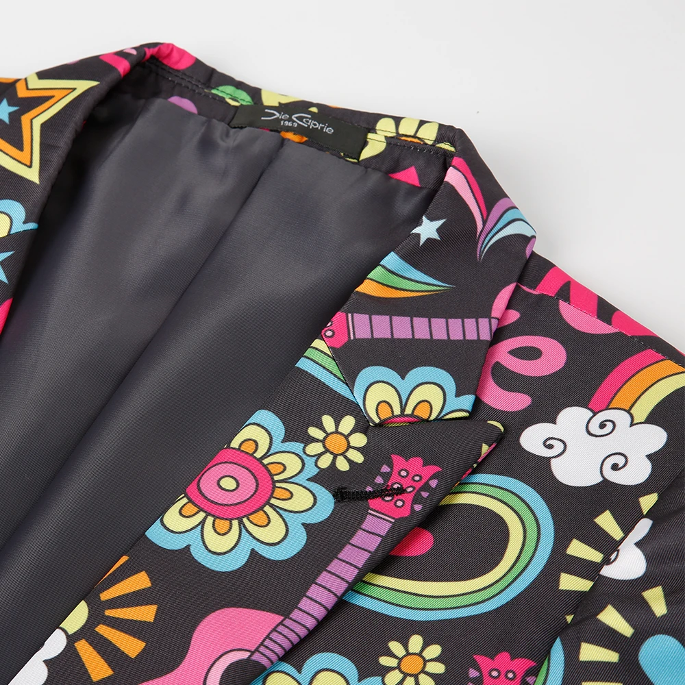 2021 Новая мода мужская куртка Slim Fit Хэллоуин принт Цветочные Мужские Костюмы