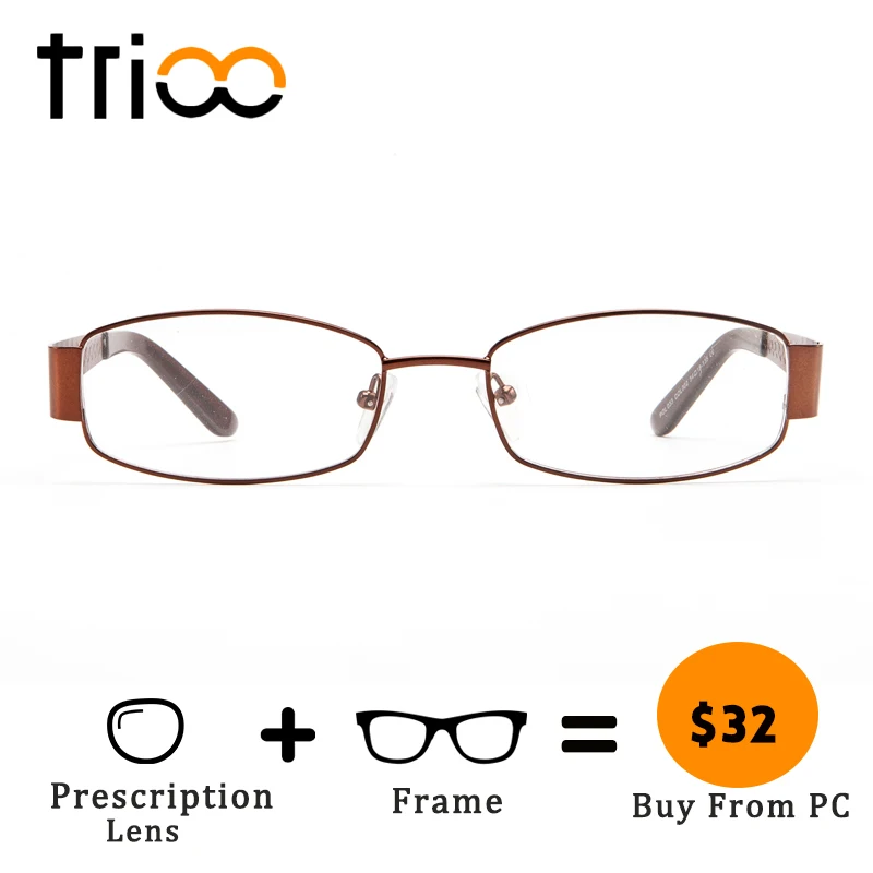 

TRIOO Diamond Carving Mens Glasses High Quality Metal Prescription Eyeglasses Oval Clear Reading Spectacles Progressive Lens