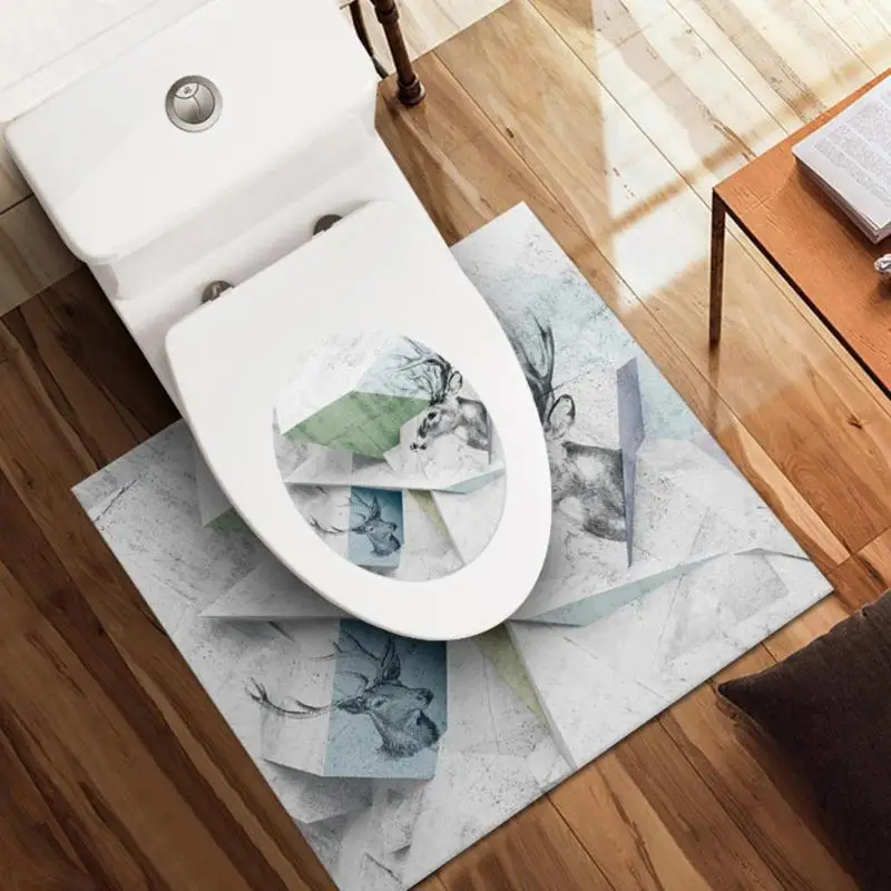 ПВХ ванная комната противоскользящие 3D самоклеющиеся DIY водонепроницаемый Туалет пол наклейка для домашнего ванной унитаза крышка коврики коврик