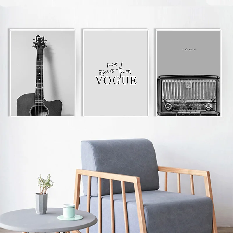 OUCAG гитара радио Vogue Wall Art Холст печать винтажные плакаты холст картина настенные