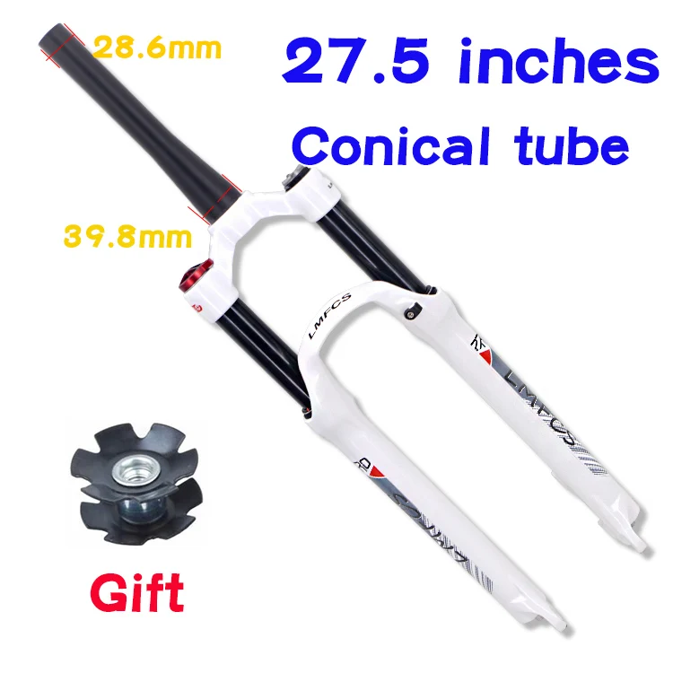 27.5 Tapered white LMFCS MTB велосипедная передняя вилка 26 27,5 29 дюймов из магниевого сплава air Dampong горный велосипед 32 rl100мм передняя вилка дисковый тормоз велосипед - Цвет: 27.5 Tapered white