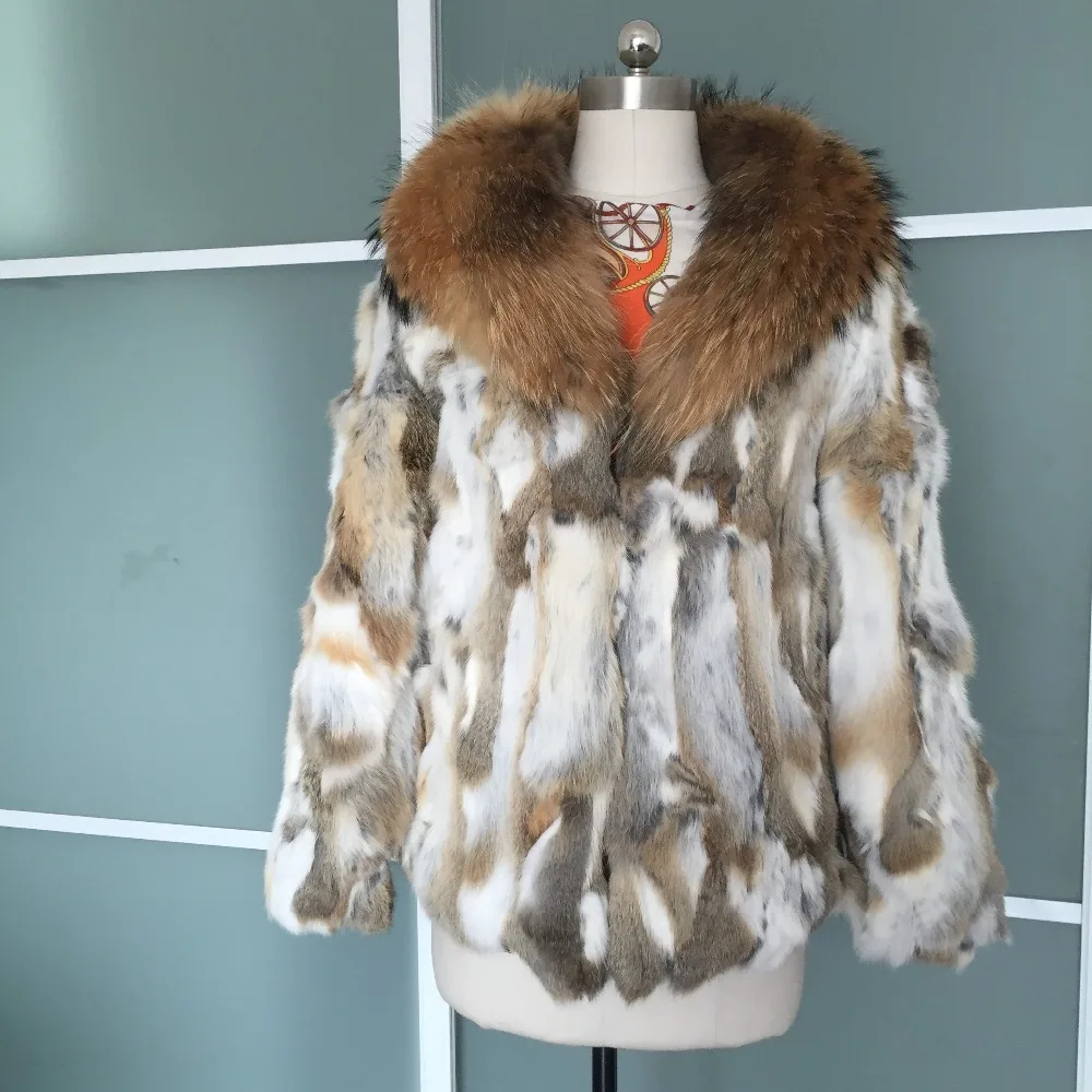 Шуба из 100% натурального кроличьего меха KSR63 2019|real rabbit fur coat|rabbit coatreal |