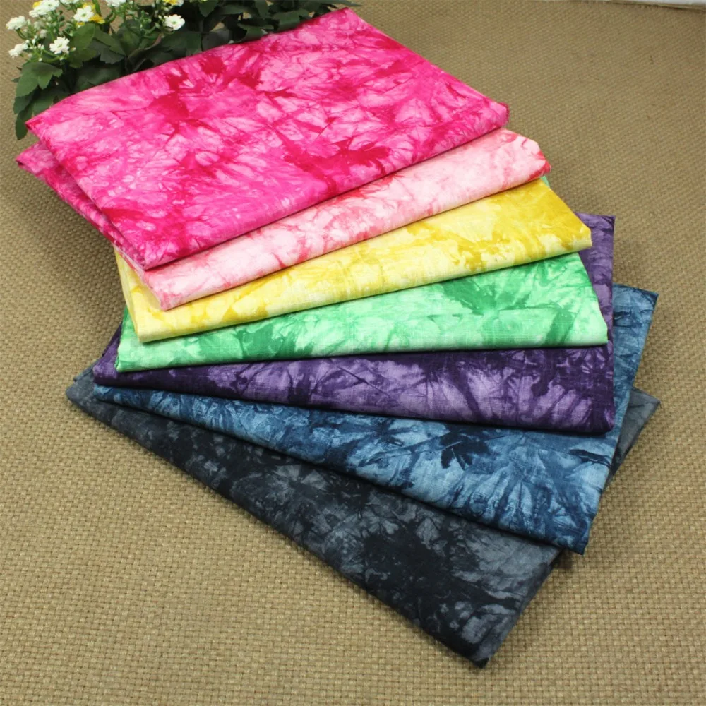 

8 Pcs/Lot 50x70cm Soft Linen Cotton Fabric Tie-Dyed Printed Pattern Quilted Fabrics for Sewing Patchwork Clothes Curtain Tissue