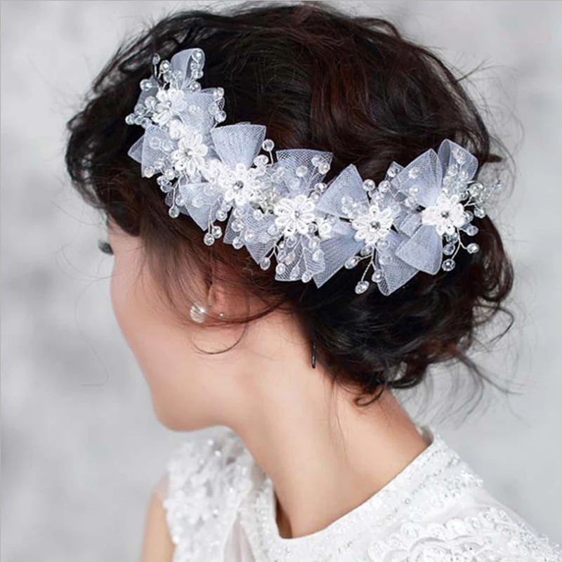 Свадебное украшение для волос с кристаллами и жемчугом свадебные аксессуары