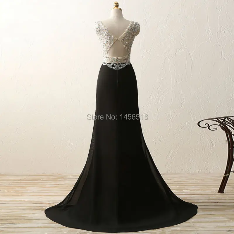 Платье шифоновое ТРАПЕЦИЕВИДНОЕ для выпускного вечера с V образным вырезом и