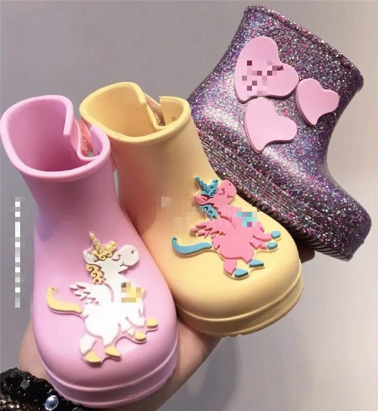 Children's Rain Boots Baby Cartoon Slip Plus Velvet Rain Boots