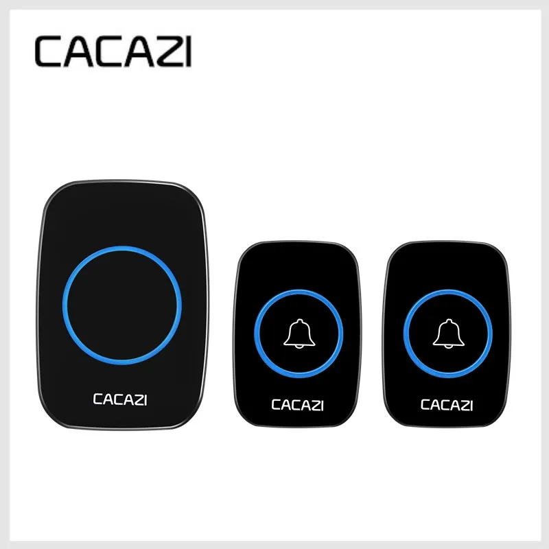 CACAZI белый Беспроводной дверной звонок Водонепроницаемый Smart 38 Мелодия Led кольцо