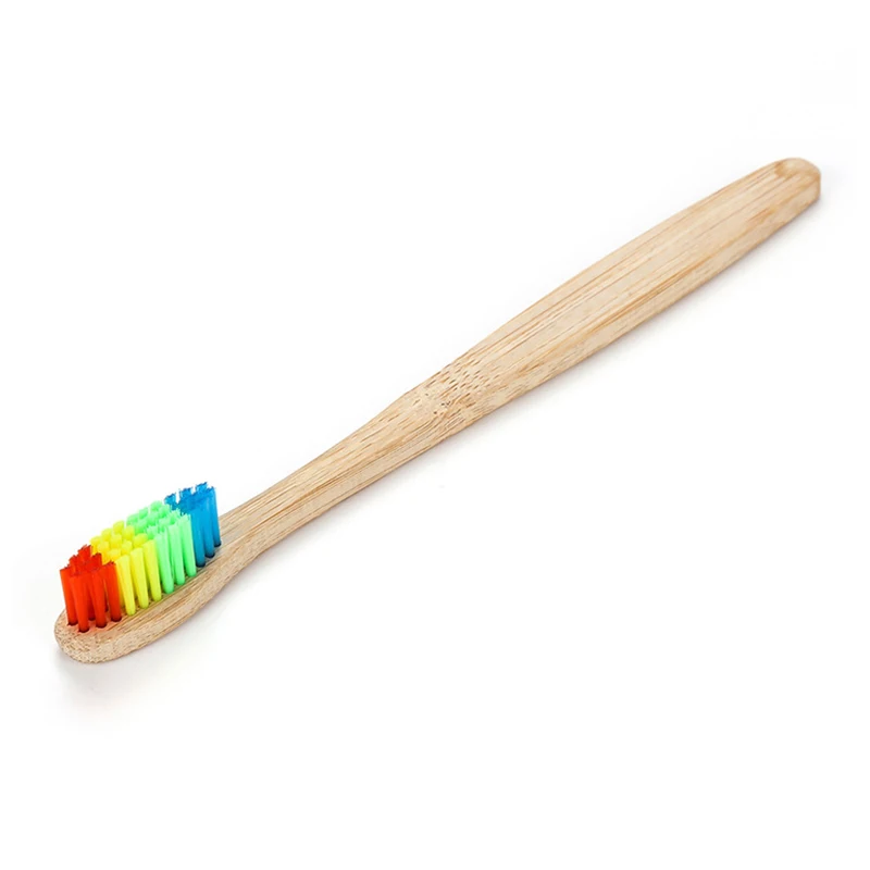 

1/4 Pcs Toothbrush Bamboo Wooden Handle Rainbow Soft Bristle Oral Care Tooth Brush for Adult Child 669