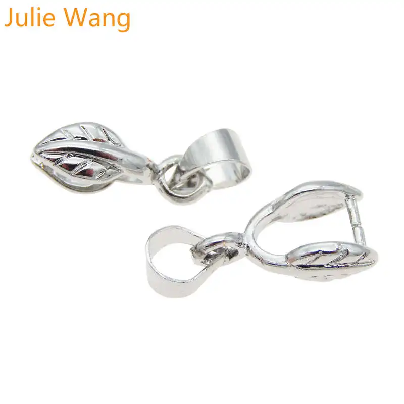 Julie Wang 6 шт. 16x7 мм белые медные зажимы в форме листьев зажим крючок коннектор
