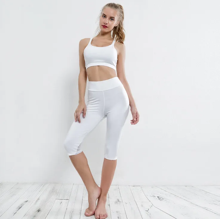 Спортивный костюм Для Женщин Йога набор Белый Mesh Лоскутная Фитнес Push Up