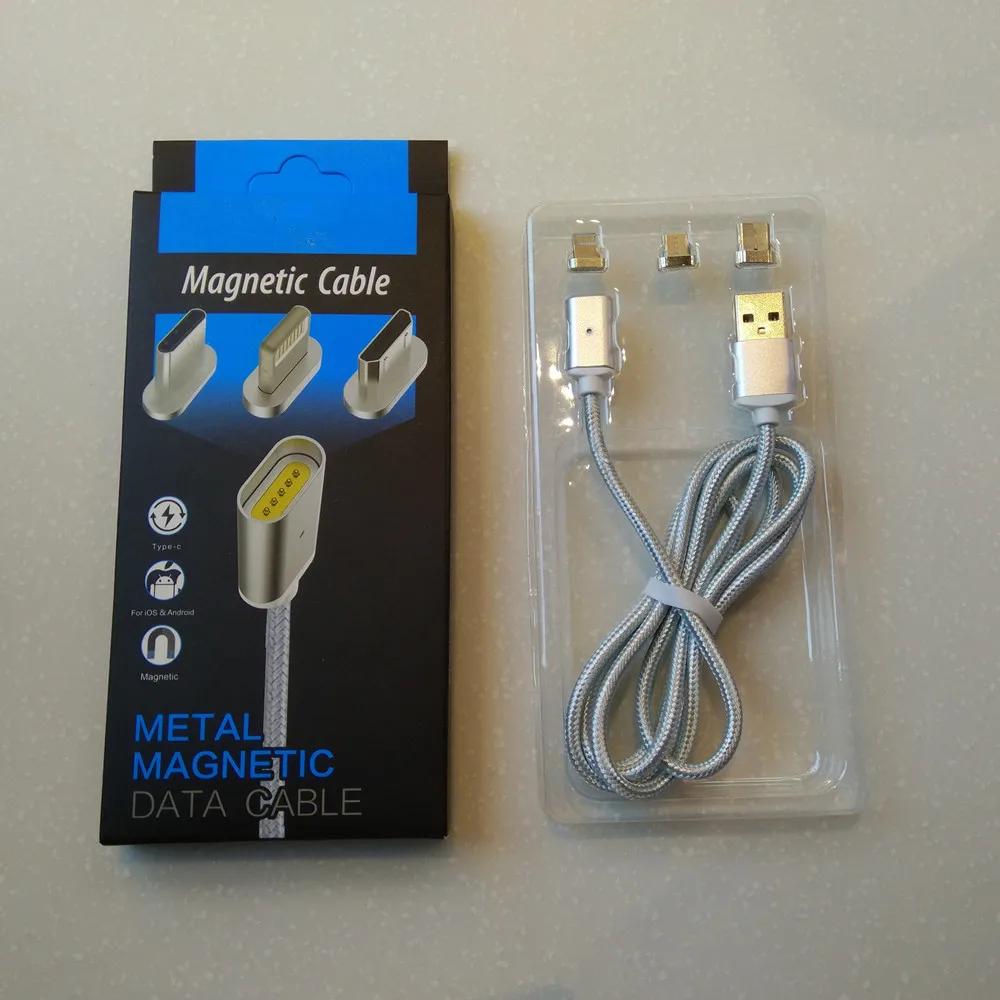 Высококачественный Магнитный кабель 3 в 1 Micro USB + 8 Pin Type C для смартфонов Apple iOS или