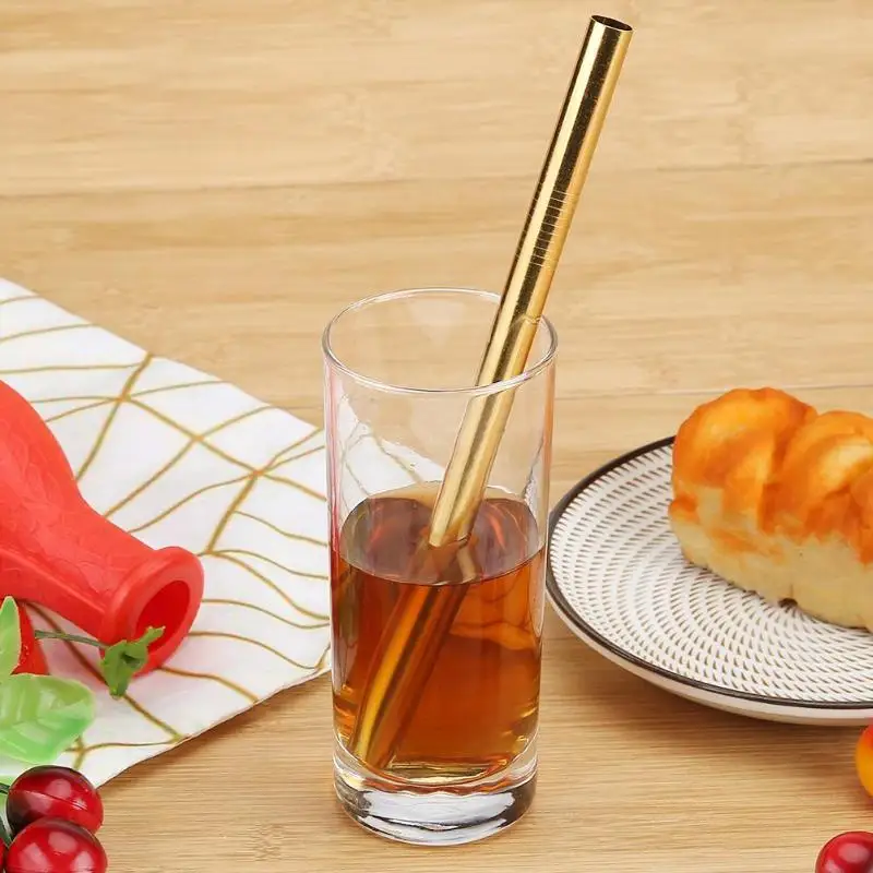 Питьевые регулируемые соломинки из нержавеющей стали с щеткой для чистки труб