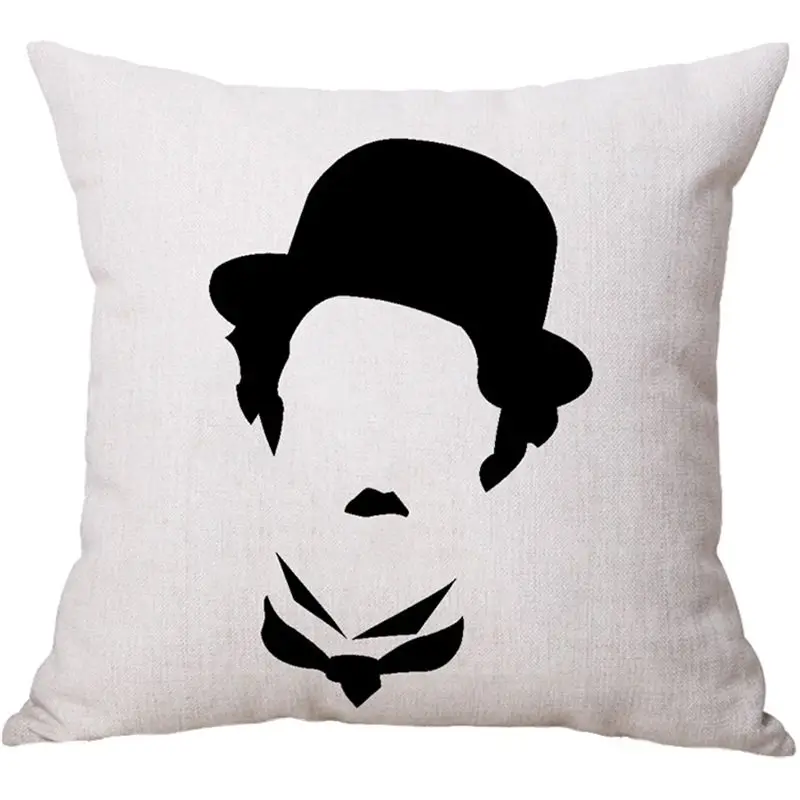 Наволочка подушка &quotЧаплин&quot наволочка из хлопка и льна размер 45*45 декоративные