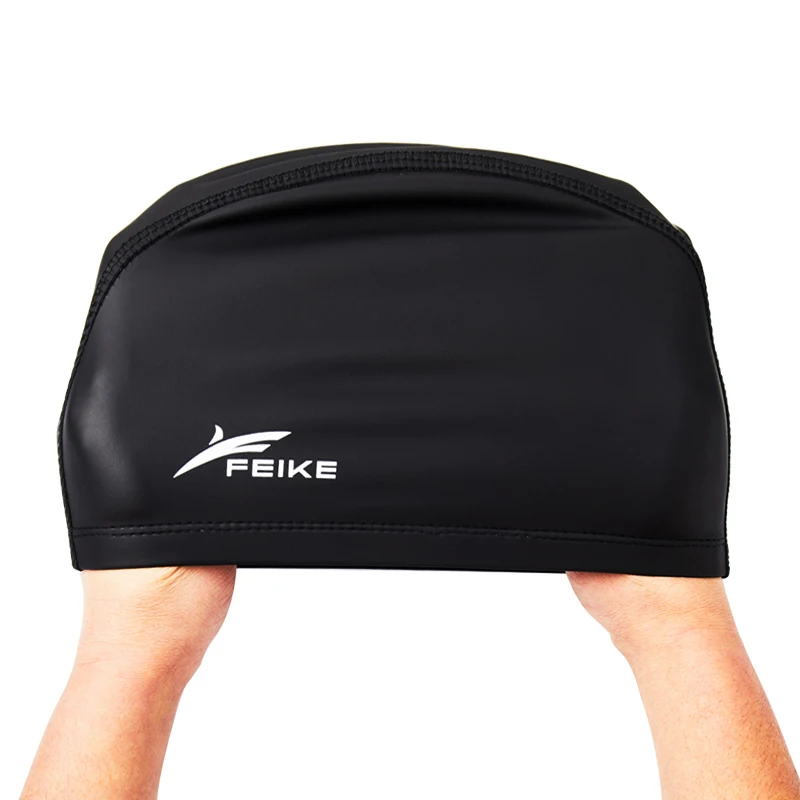 

Women Men Adults Elastic PU Fabric Waterproof Swim Cap Long Hair Ears Protection Hat Sports Swim Pool Hat Swimming Caps