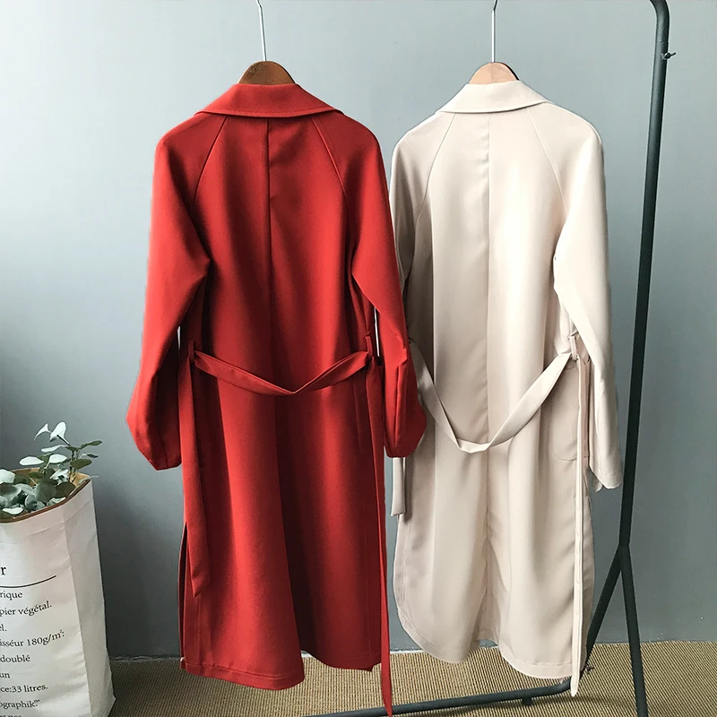 

New fashion personality windproof wild windbreaker female 2019 spring and autumn casual office lady solid color windbreaker B314