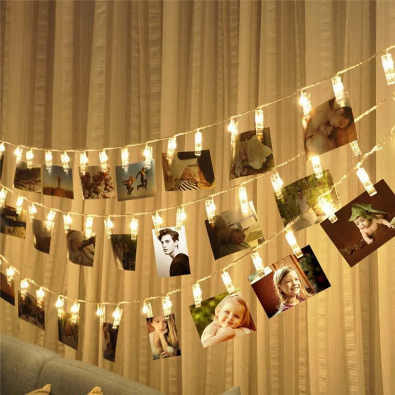 1M 3M 4M Card Pictures Photos Clips Pegs Bright LED String Light Battery Power Indoor Home Party Festival Wedding Decor | Лампы и
