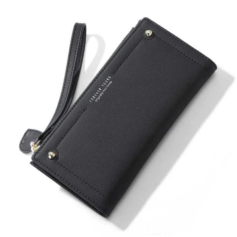 Simple Women Wallets Female Purses Leisure Purse Long Section Top Quality Clutch Wallet Soft PU Leather Money Bag Carteras - Цвет: black