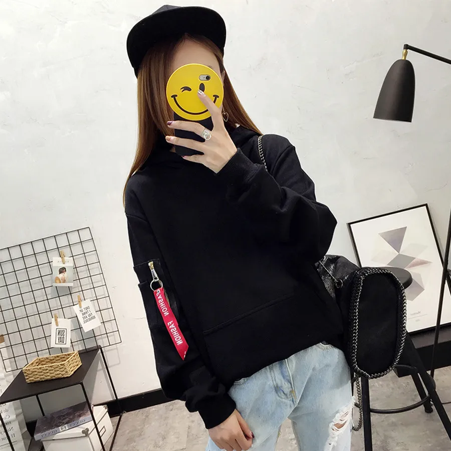 Women Hoodies Sweatshirts Long Sleeve 2017 Autumn Winter Hooded Pullover Hoodie Ladies Casual Tops Black Grey CoatsTracksuit | Женская