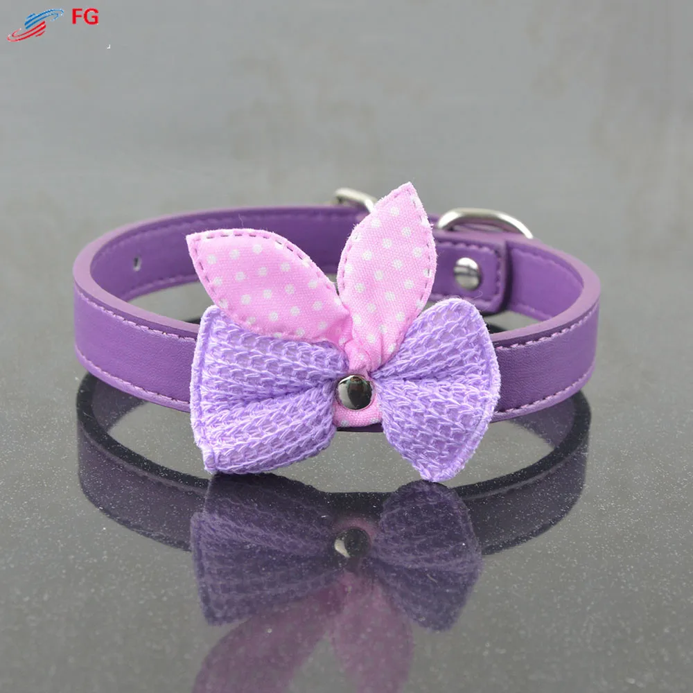 Вязаный ошейник для собак в стиле банта регулируемый кожаный и поводок домашних