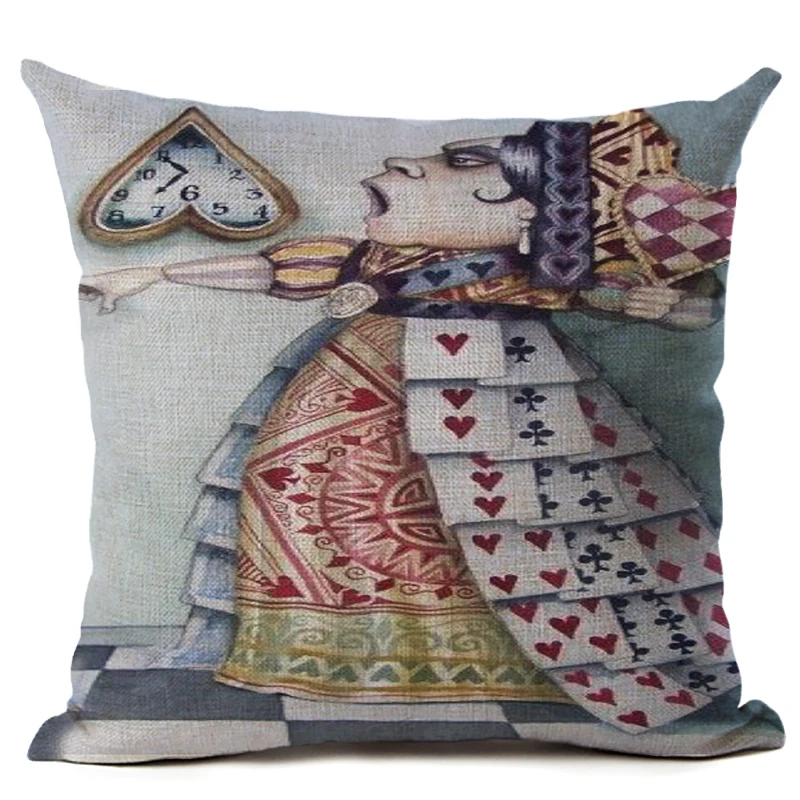 Cushion Cover Illustration Rabbit Character in Poker Wonderland Retro Home Decorative Pillow Cojines | Дом и сад