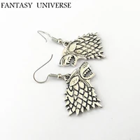 fantasy universe movie fashion high quality metal kawaii wolf head earrings cosplay jewelry womanman gift