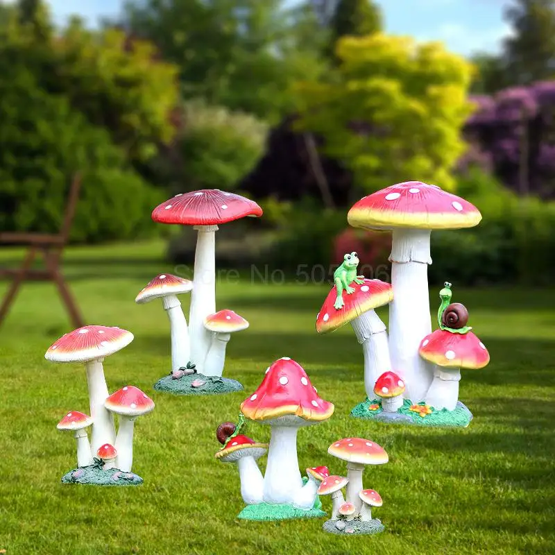 Simulation large mushroom sculpture glass steel plant garden decoration outdoor lawn landscape | Дом и сад