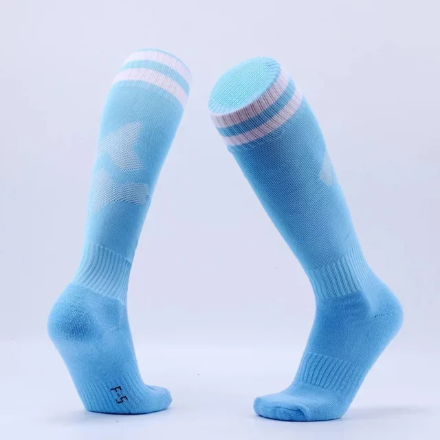 Sky blue Спортивные дышащие носки для бега и велоспорта футбольные гетры мужские, детские, женские, баскетбольные утепленные носки medias de futbol - Цвет: Sky blue