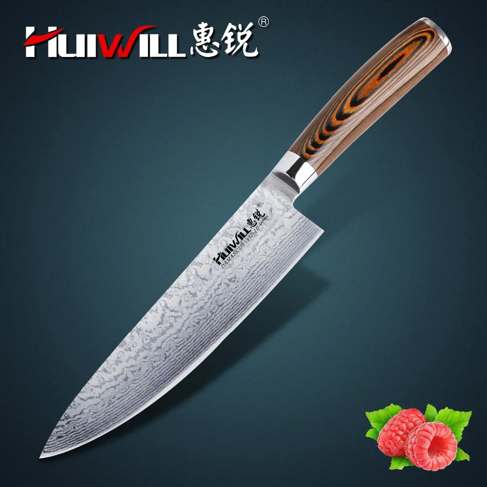 Бренд HUIWILL VG10 дамасский кухонный нож из нержавеющей стали шеф-повара для очистки