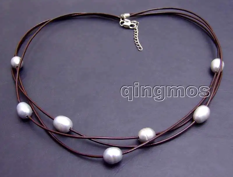 SALE Big 10-11mm Natural gray rice Freshwater Pearls 3 Strands 19-21&quot necklace-nec5936 wholesale/retail Free shipping | Украшения и