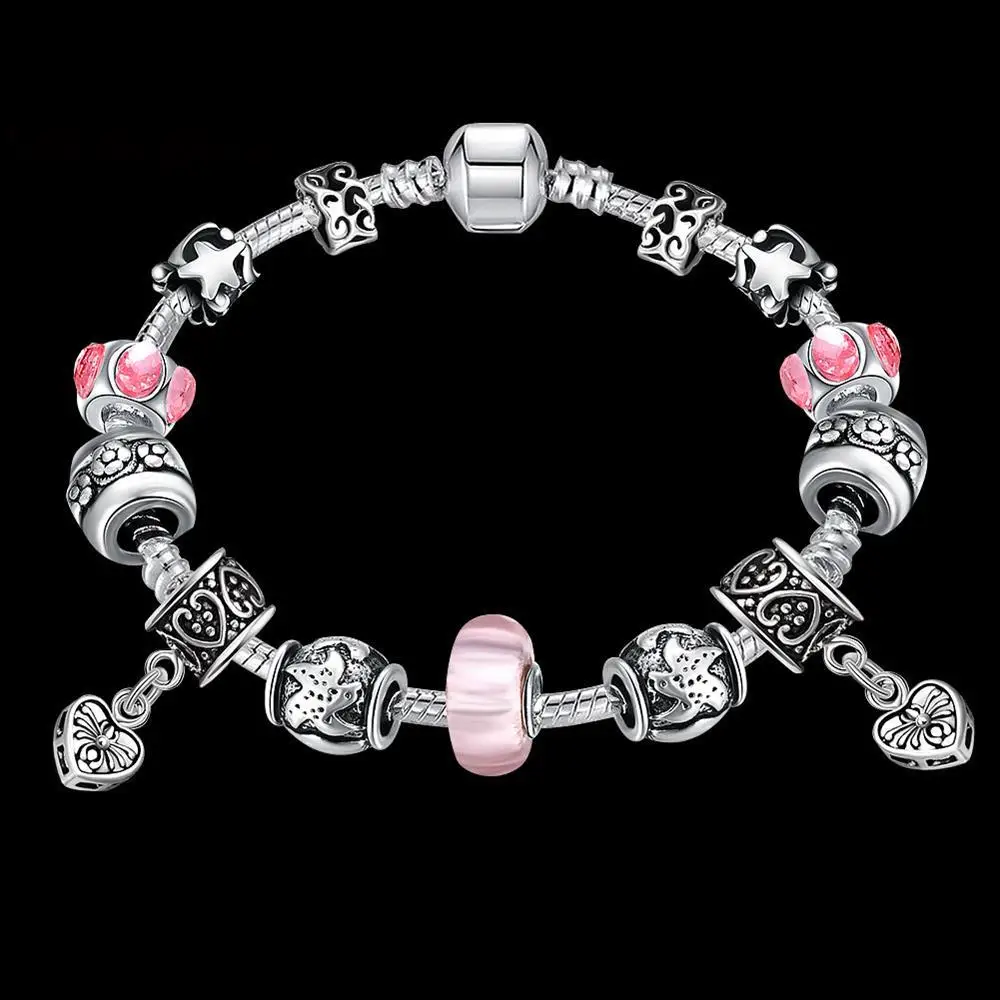 Valen Bela розовый DIY Кристалл Европейский Бусины bracciali дружбы Браслеты подарок для