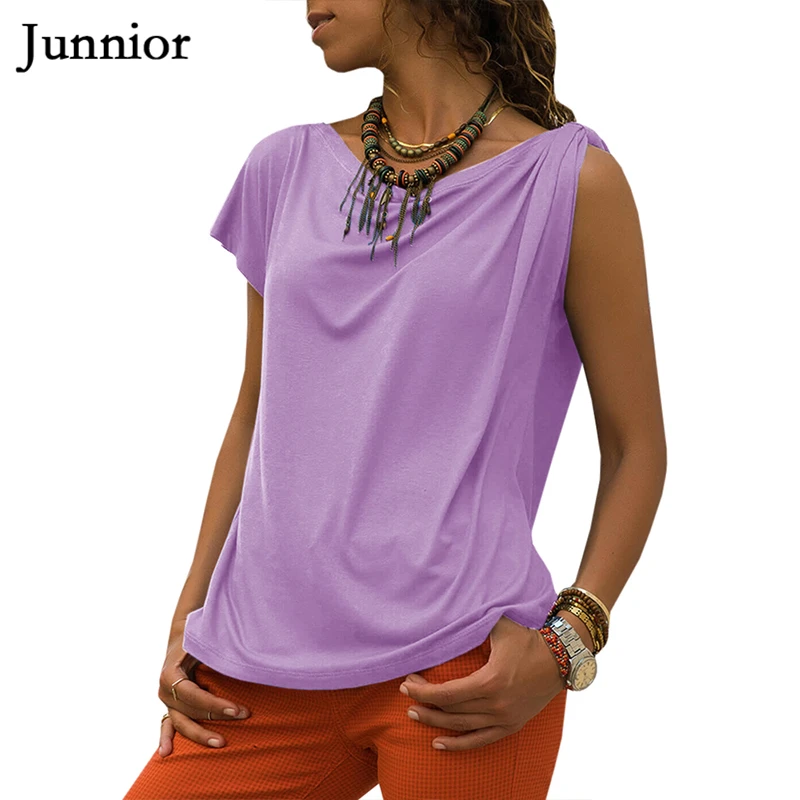 Для женщин s летние футболки твердых шею короткий рукав и без рукавов плотная