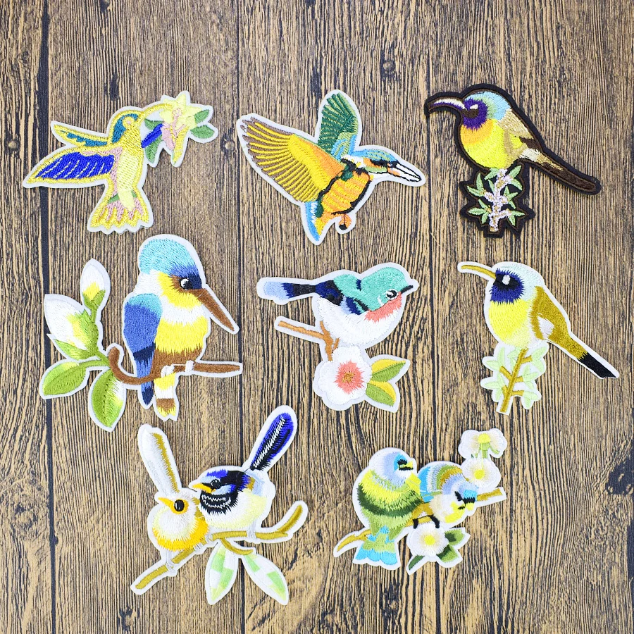 1 шт. нашивки в полоску с птицами и цветами для одежды вышитые утюжок переноса