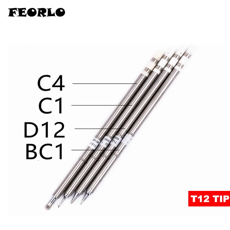 FEORLO 4 шт. T12 C4 BC1 C1 паяльник наконечники серии для Hakko D12/FX 950 Бесплатная