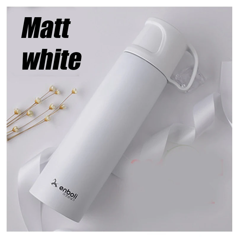 Matt White 500 мл Термос из нержавеющей стали, термосы, термосы для детей, детские термосы с крышкой для чая, Термокружка - Цвет: Matt White