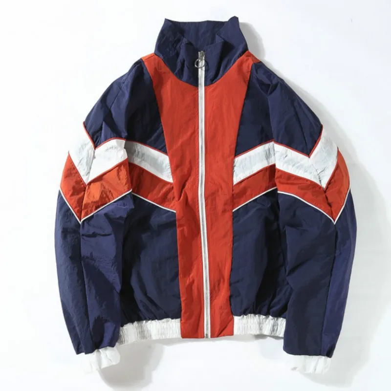 ZK винтажный цветной блок с лоскутным принтом трек повседневный мужской жакет на