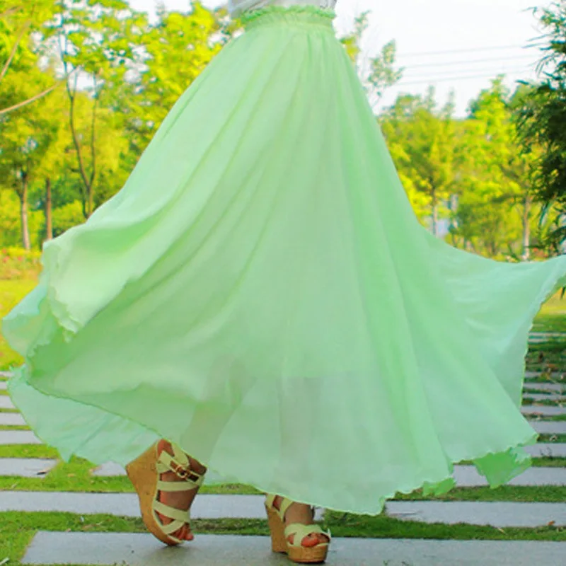 Plus Size s-4xl Fashion Woman Summer new chiffon skirt female sweeping Lady magic fairy bohemian half-length | Женская одежда