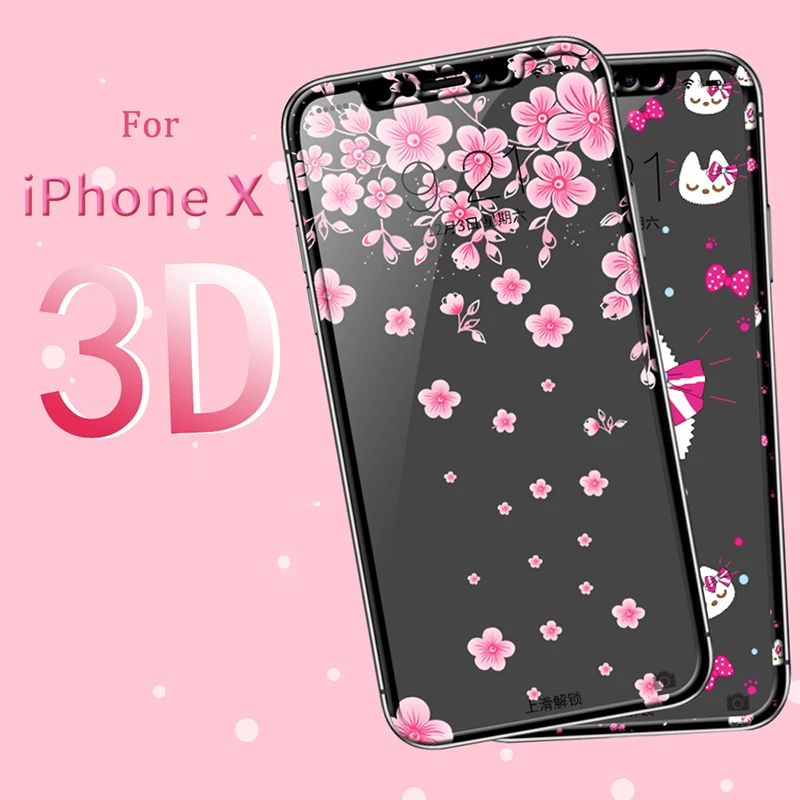 Для iphone x 3D стекло протектор экрана ультра-тонкий прекрасный мультфильм против