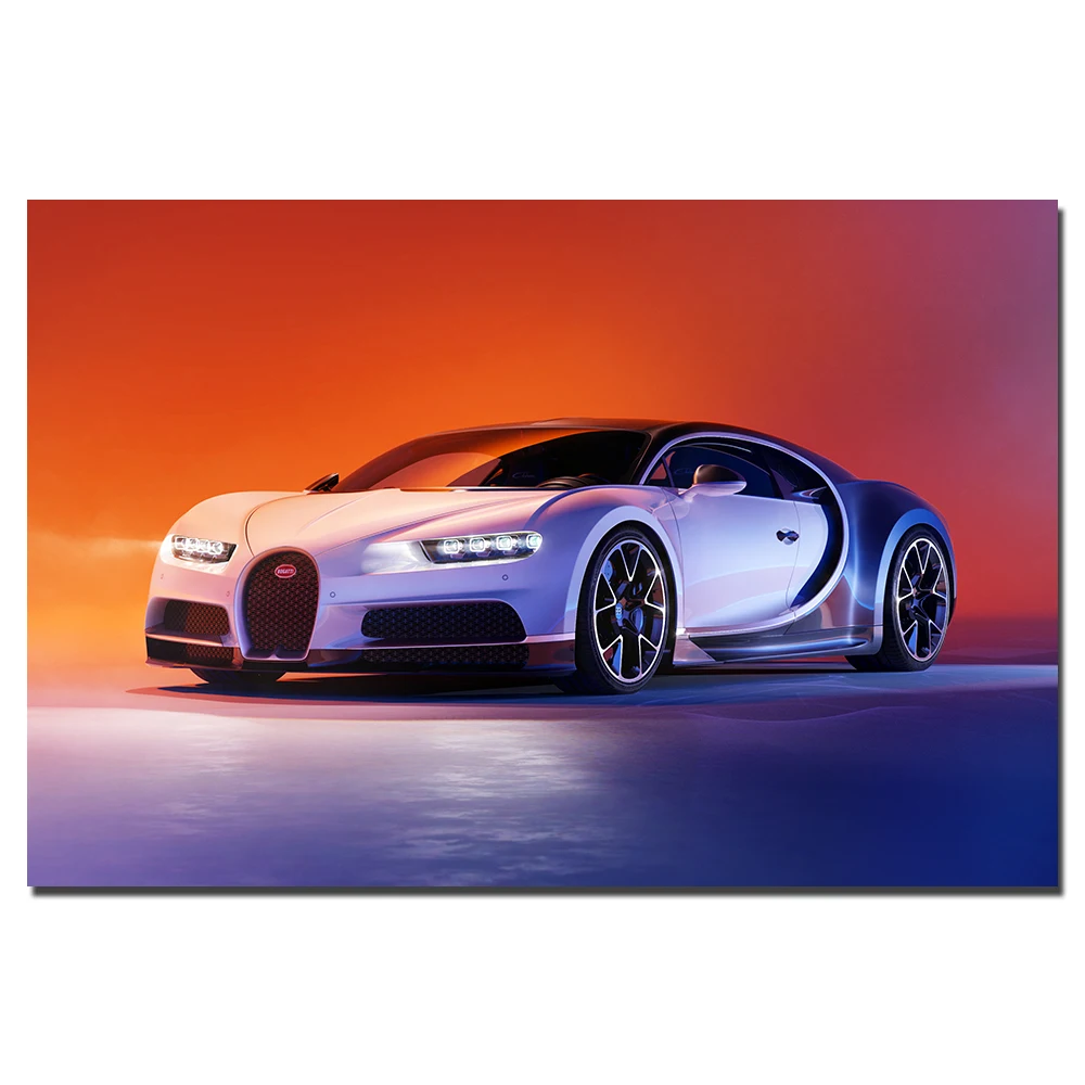 Bugatti Chiron плакат с суперкаром настенная Художественная Картина на холсте для