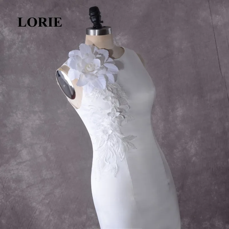 Свадебное платье с юбкой годе LORIE аппликацией в виде цветов блестящее на молнии