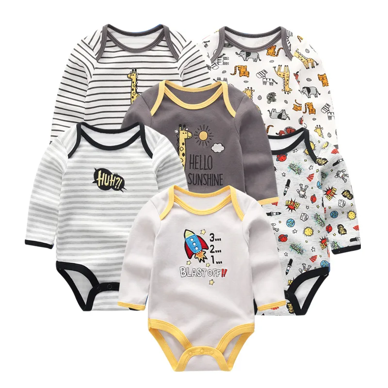 6 шт./лот зимний комбинезон с длинными рукавами для новорожденных roupa de bebe одежда