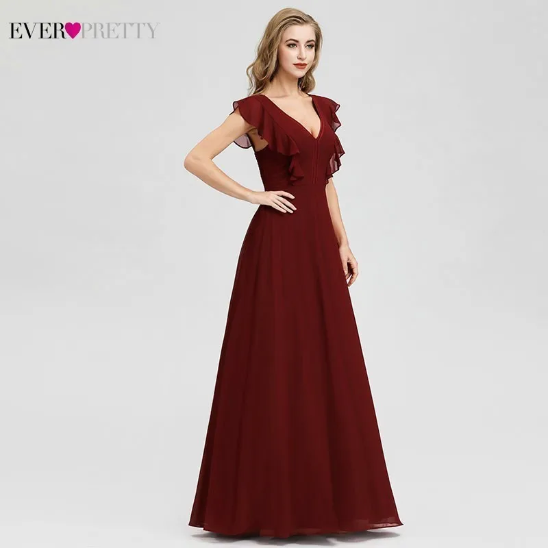 Элегантные вечерние платья подружки невесты Ever Pretty A-Line с оборками без рукавов