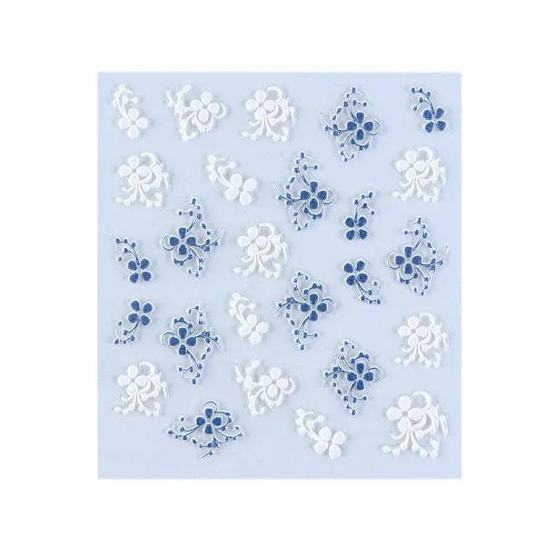 35 5D Embossed Nail Sticker Decals Blooming Flower Acrylic Engraved 3D Slider Manicure Empaistic Nail Art Decoration Tips CH1019 - Цвет: 35