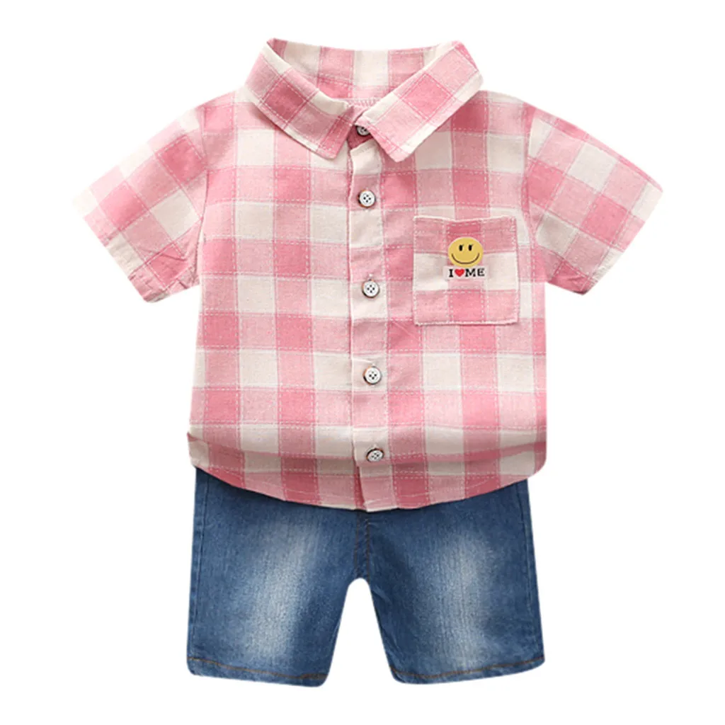 Комплект одежды для маленьких мальчиков и девочек с короткими рукавами