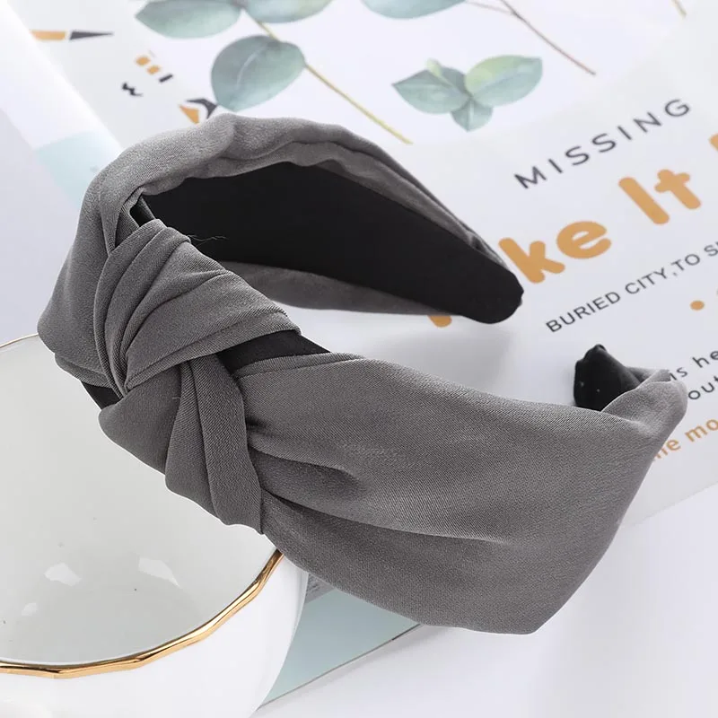 10-dark grey Haimeikang, роскошные стразы, топ, узел, повязка на голову, для женщин, элегантный, клетчатый узор, повязка на голову, обруч, аксессуары - Цвет: 10-dark grey