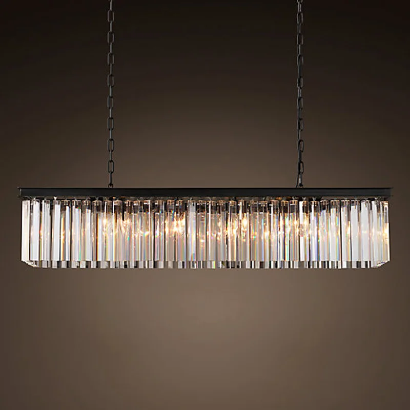 ZYY американская кантри Ретро K9 кристалл E14 LED прямоугольная люстра столовая